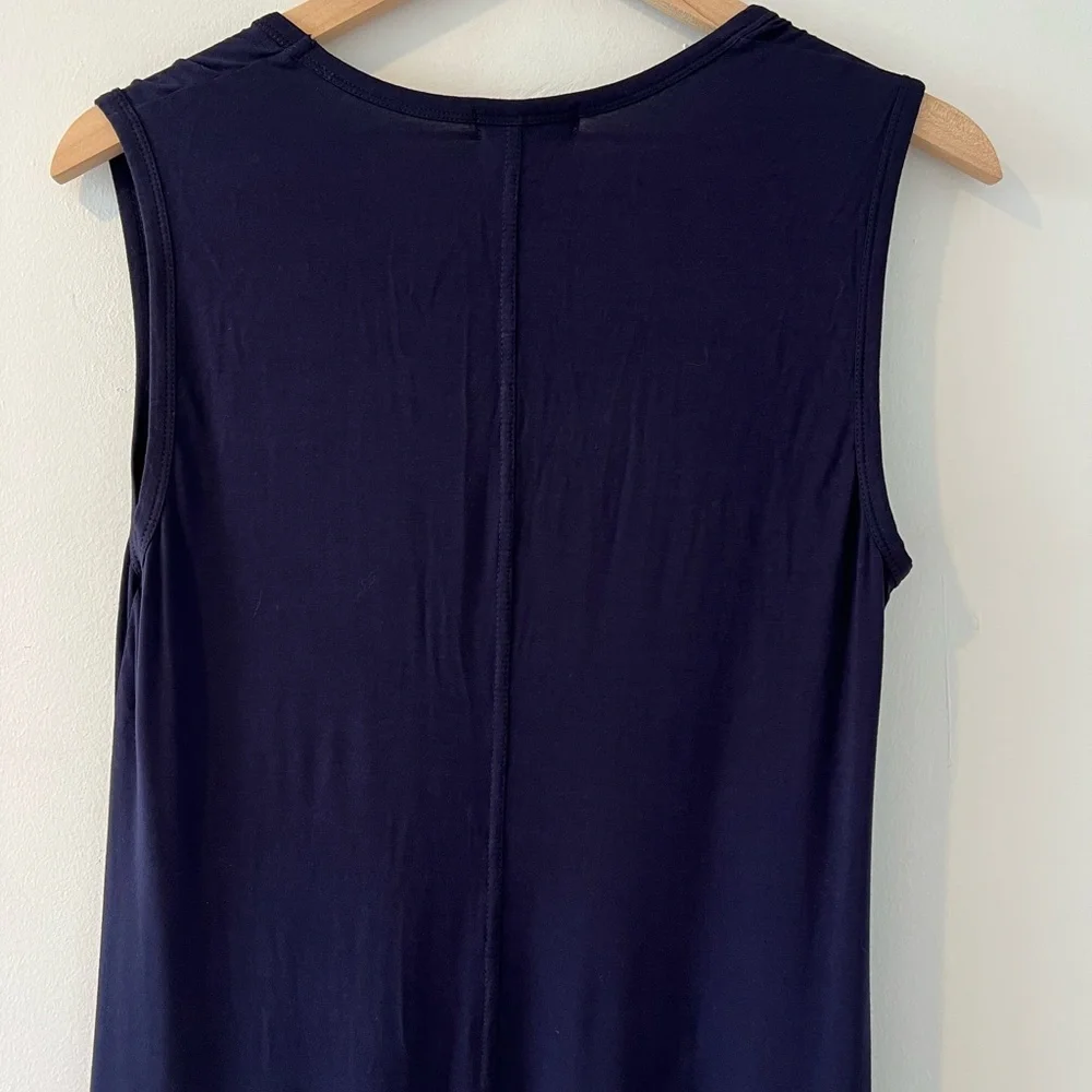 J Crew maxi tank‎ dress small navy blue side slit scoopneck stretch jersey C1536